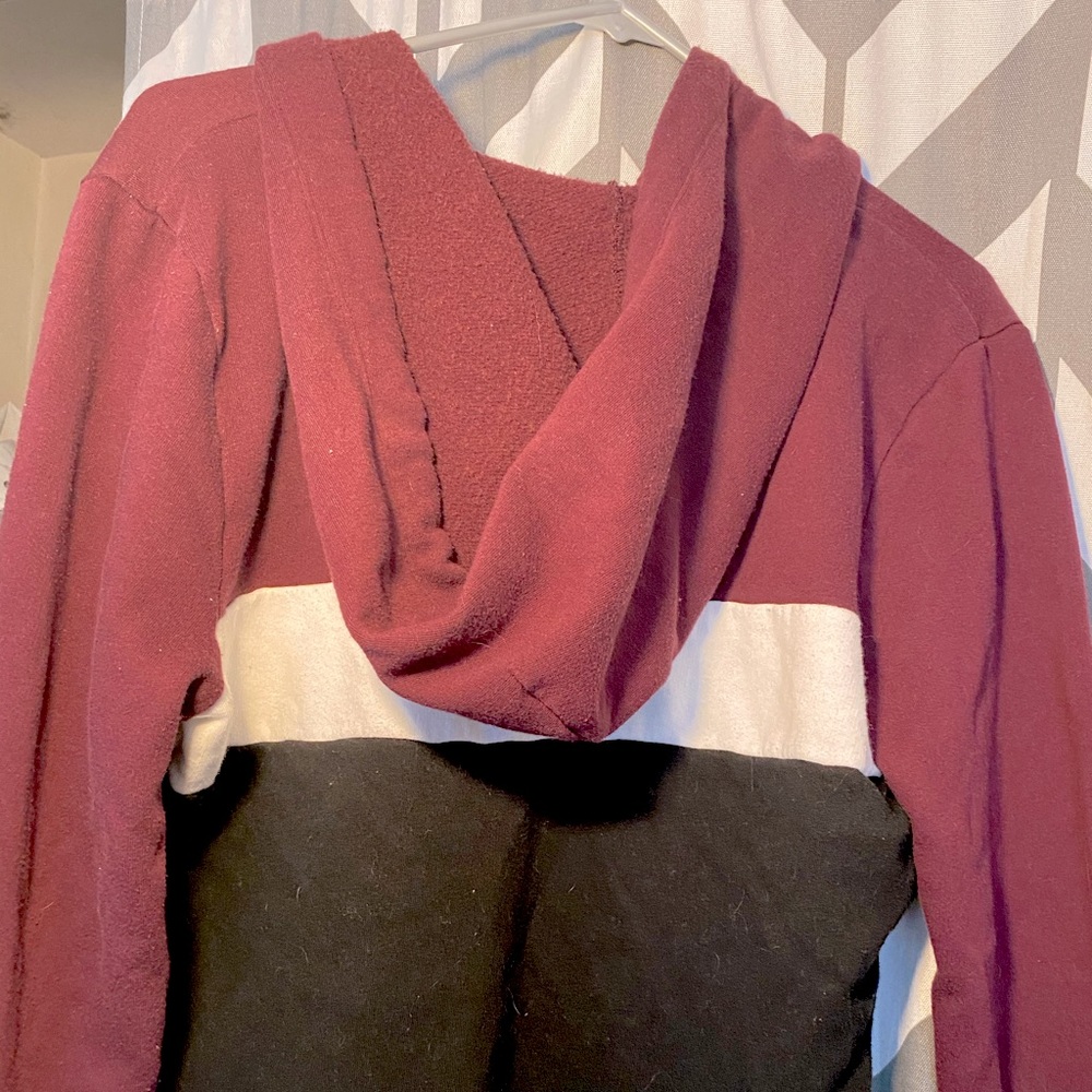PINK (maroon, black & white) quarter zip w/ hood. - Picture 6 of 6